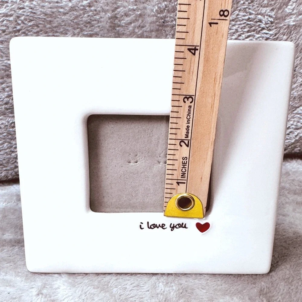 Russ White Ceramic‎ I Love You Heart Love Picture Frames Set of 2 Romantic Decor
